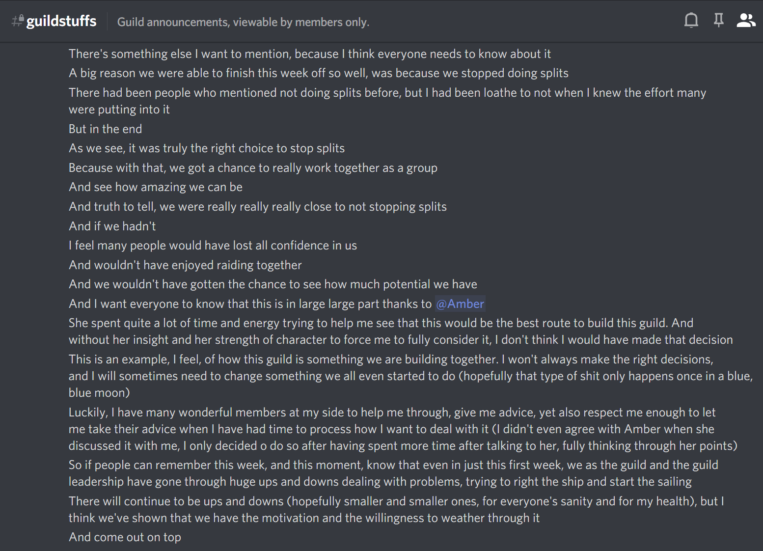 Guildstuffs spiel about the leadership being worthy of trust